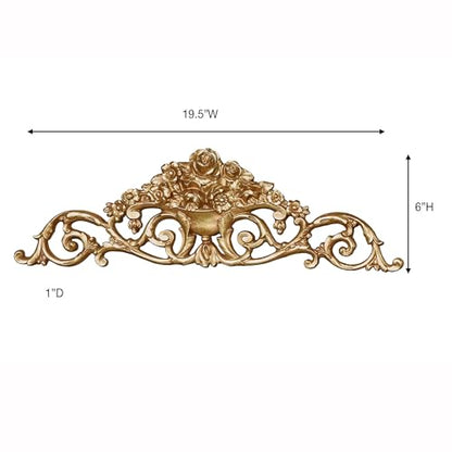 Touch of Class Giovana Aged Gold Acanthus Leaves and Roses Wall Topper - Picture Enhancements - Wall Decor Hanging for Bedroom, Bathroom, Dining Room, Living Room, Office