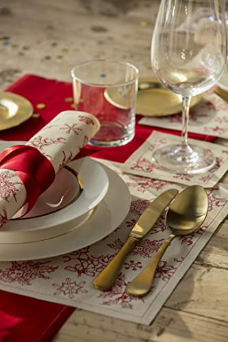 MY DRAP Luncheon Napkins 20 x 20 cm / 7.8" x 7.8" - (12 Per Roll, Recycled Cotton Natural Classic Xmas) - color: Recycled Cotton Classic Xmas