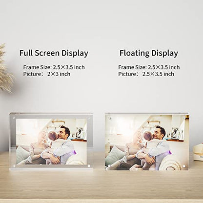 Sezanrpt Acrylic Picture Frames 2.5x3.5 inches, Clear Double Sided Magnetic Photo Block Frame,Desktop Frameless Picture Display, Wallet Small Picture Frames 2x3 - size: 2.5'' x 3.5''