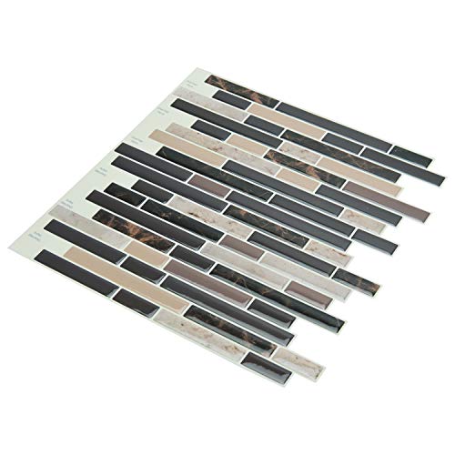 Art3d Self Adhesive Wall Tile (11.8 x 11.8inches,10 Tiles) Peel and Stick Backsplash for Kitchen, Bathroom - color: Brown Marlbe