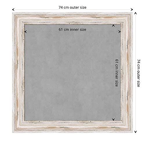 Amanti Art White Framed Magnetic Board 29x29 Medium Vision Board for use with Magnets, 100% Metal Sheet to Display Items as Office Decor or for Home Organization in mudroom, Kitchen or Kids Room - color: Alexandria White Wash, size: 29"W x 29"H