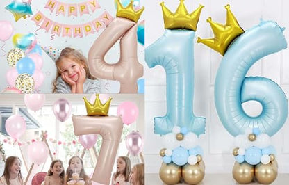 Giant Pale Pink 8 Number Crown Balloons 40 Inch Light Pink 8 Mylar Helium Large Crown Digital Balloon Baby Pink Birthday Numbers Balloons 8th Birthday Kids Theme Party Decoration Supplies - color: Crown Pale Pink 8