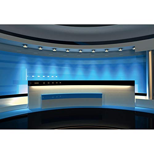 Leyiyi 12x10ft News Broadcast Hall Backdrop Reception Desk Modern Office Interior Program Record Front Table TV Show Photo Background Business Study Adults Portrait Studio Prop Vinyl Wallpaper - size: 12x10ft