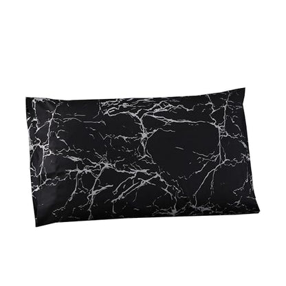 MAG 3PCS Black Marble Sheet Set,Soft Microfiber Bed Sheet,Marble Bedding Sheet Set Included 1 Fitted Sheet with 2 Pillowcases,14 Inches Deep (Queen, Black) - color: Black-marble, size: Queen
