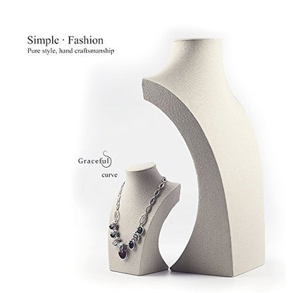 Oirlv Linen Necklace Display Bust 3D Necklace Organizer Jewelry Display Holder (H-15.28inches) - size: H-15.28inches