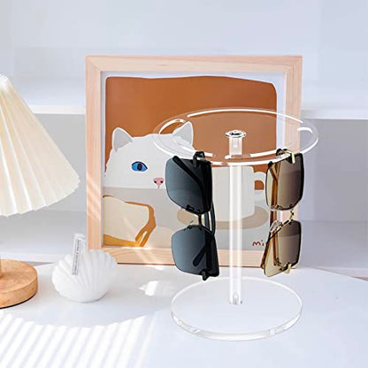 Acrylic Sunglasses Holder Stand with 360 Rotating, Eyeglasses Display Rack Clear Glass Tabletop Organizer - color: Clear