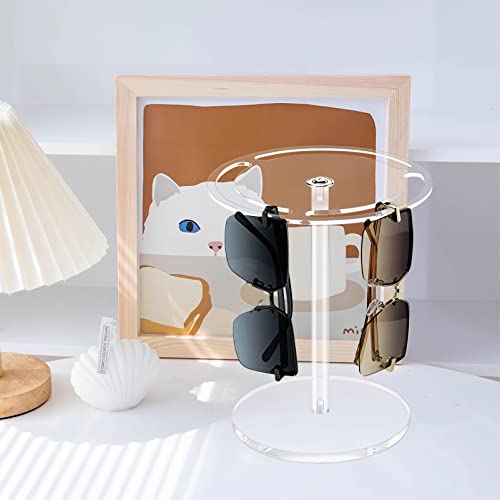 Acrylic Sunglasses Holder Stand with 360 Rotating, Eyeglasses Display Rack Clear Glass Tabletop Organizer - color: Clear
