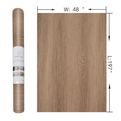 48x197inch Extra Wide Walnut Wood Wallpaper Peel Stick Light Brown Wood Grain Contact Paper Air Guide Slot Design Matte Thickened Self-Adhesive Waterproof Wall Sticker DIY Vinyl Furniture Stickers - color: Warm Brown, size: 48" x 197"