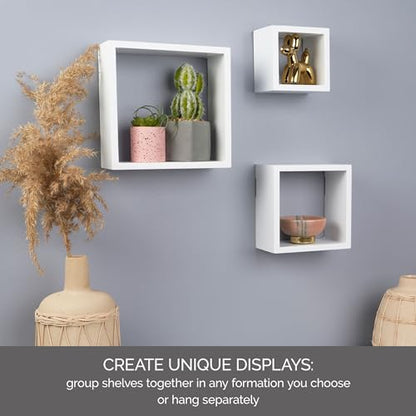 MELANNCO Floating Square Cube Shelves, for Bedroom, Living Room, Bathroom, Kitchen, Nursery, White (Pack of 12) - color: White, size: Set of 12