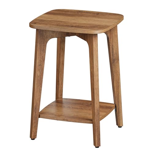 VASAGLE MAEZO Collection - Side Table, 2-Tier Small Square End Table, Nightstand with Tapered Legs, Curved Transitions, for Small Spaces, Living Room, Bedroom, Honey Brown ULET236K01 - color: Honey Brown, size: 1 pack