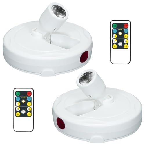 Wireless Spotlight Battery Operated, Picture Light with Remote, LED Accent Spot Light for Indoor Plant Tree, Display Puck Lights, Stick Uplighting for Painting Dartboard Wall Decor Artwork Photo - color: White