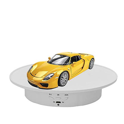 JAYEGT Motorized Rotating Display Stand, 7.87inch /17.6lbs Load, 360 Degree Electric Rotating Turntable for Photography Products, Jewelry, 3D Model ,with 5 Colors Backgrounds -- White - color: White