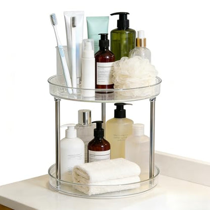 Clear Resin Cosmetic Two Tier Organizer Lazy Susan Organizer, Large Capacity Kitchen Spice Skin Care Perfume Display for Kitchen Bathroom Vanities - size: Two Tiers