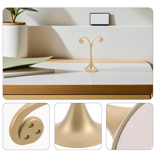 Metal Earring T Bar Stand - 6 Holes Retail Display Holder T Earring Display Holder - Jewelry Stand with Base for Show Jewelry Online Stores Photography Prop - color: Golden