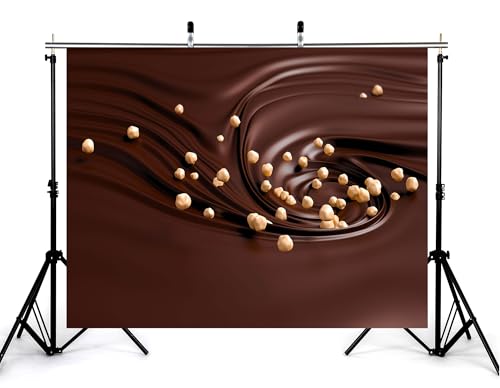 10x10ft Melted Chocolate Backdrop Crunchy Hazelnuts with Smooth Texture Photography Background for Dessert Baking Themed Party Decorations Banner Photo Booth Props - size: 10x10ft