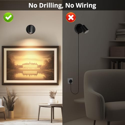 TaoFiaCo Spotlight Indoor, Wireless Battery Operated with Remote,Uplight Indoor Down Light for Picture on Wall, Plant Spotlight Dimmable Timer, Ceiling Lights Painting for Trees Plant, Black 2 Pack - color: Black, size: 2 Pack
