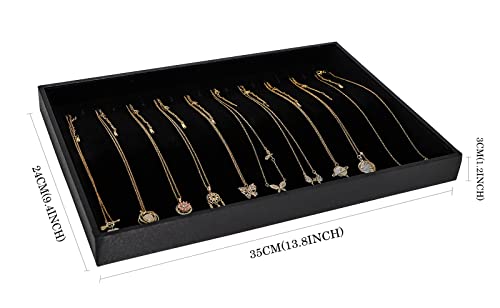 Wudygirl Necklace Organizer Necklace Storage Jewelry Holder Organizer Necklace Holder Stackable Jewelry Trays for Women and Girl Velvet 20 Hooks (Necklace Tray) - color: Black Necklace, size: 1 Pcs