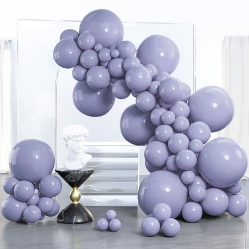 PartyWoo Dusty Blue Balloons 100pcs Different Sizes Pack of 18 12 10 5 Inch Boho Dusty Purple Muted Lavender Balloon Arch Kit for Baby Shower Anniversary Graduation Birthday Party Decorations Blue-F16 - color: Blue-f16, size: 5/10/12/18 inch
