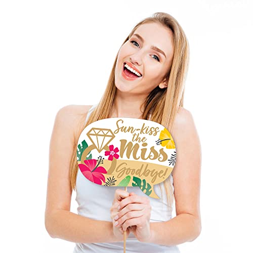 Big Dot of Happiness Funny Last Luau - Tropical Bachelorette Party and Bridal Shower Photo Booth Props Kit - 10 Piece - color: Luau