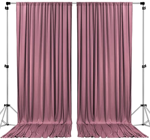 AK TRADING CO. 10 feet x 10 feet Dusty Rose Polyester Backdrop Drapes Curtains Panels with Rod Pockets - Wedding Ceremony Party Home Window Decorations - color: Dusty Rose, size: 60"W x 120"L (Pack of 2)