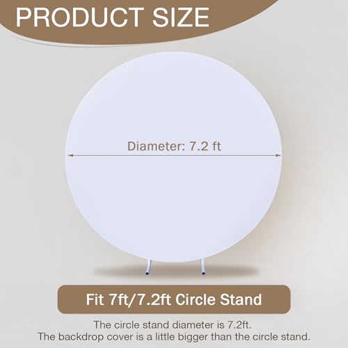 gogoparti 7.2 FT Pure White Round Backdrop Cover, Polyester Material, Wrinkle Free, Stretchy Circle Arch for Party, Wedding, Birthday, Baby Shower Photography - color: White, size: 7.2 Ft