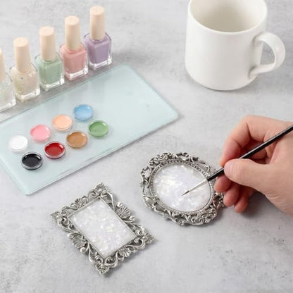 Nail Art Plate, 2 Pcs Nail Mixing Palette Polish Color Mixing Plate Nail Holder Nail Art Display Board, Nail Art Display Tools Photography Props(Sliver) - color: Silver/Two Pieces