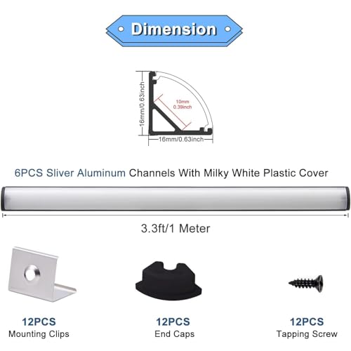 VST 10pack 3.3ft LED Channel, V Shape Diffuser, Aluminum Channel System with Milky Cover, End Caps and Mounting Clips, Aluminum Profile for LED Strip Light Very Easy Installation - color: White, size: 3.3ft 10