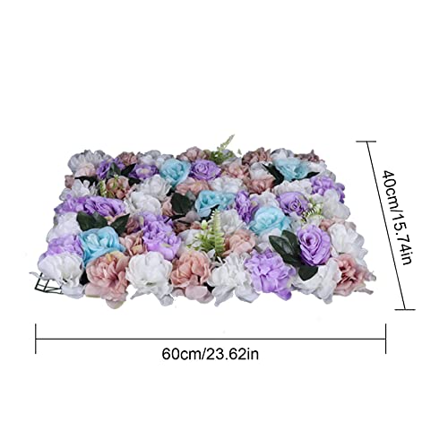 LOYALHEARTDY 12 Pack Artificial Flower Wall Panels 24" x 16" Purple & White Faux Roses Artificial Flower Backdrop Panels for Wedding Party Event Flower Wall Decor - color: 12 Pcs, Purple+white+blue