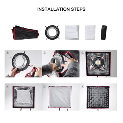 GVM Portable Square Softbox 40 * 60cm with Grid Diffuser Fast-Setup Bowens Mount Softbox Compact Photography Lighting Softbox for Photography Shooting Continuous Light Monolight Strobe Flash - size: 4060H