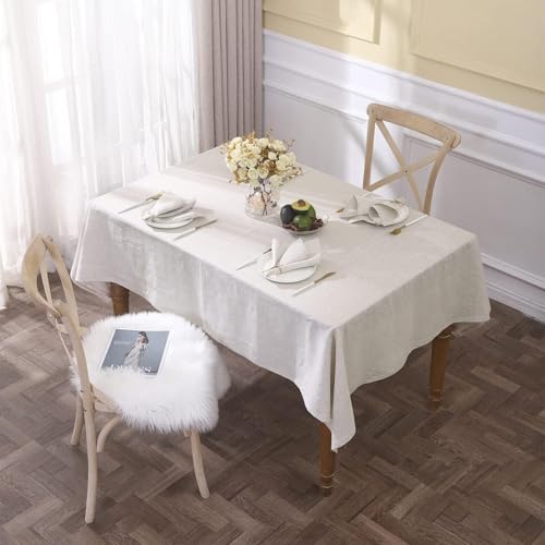 Simple&Opulence Textured Tablecloth 100% Linen Table Cloth, Kitchen Dinning Tabletop Decoration, for Outdoor and Indoor Use (Basic Linen, 54"×72") - color: Linen, size: 54" x 72" (Rectangular)