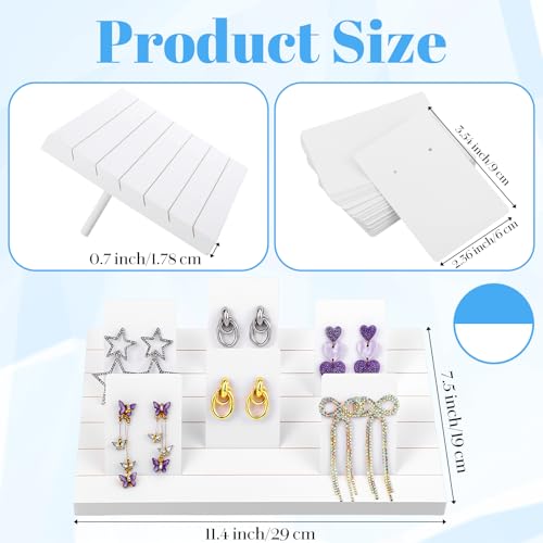 62 Pcs Wood Earring Display Stand Earring Card Display 2 Pcs 11.4" x 7.5" Holders with 60 Cards Jewelry Organizer Stands for Selling