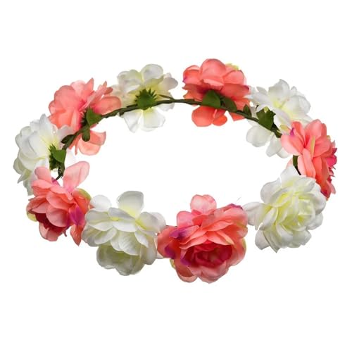 Colorful Rose Flower Crown Wreath Festival Wedding Flower Crown Photo Props Rose Green Leaf Floral Headpiece Hair Wreath Spring(Fuchsia) - color: Fuchsia