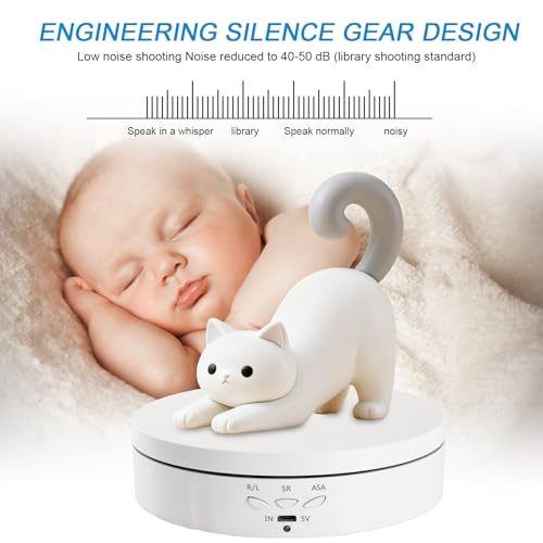 22 lbs Motorized Rotating Display Stand for Jewelry, 360 Degree, Automatic Mute Rotating Display Stand, Electronic Turntable with USB Charging Port for Display, Photography Products, Cupcakes, Toys
