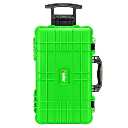 Eylar 22" Carry-On Travel Roller Gear, Camera, Drones, Tools, Equipment Hard Case Waterproof with Foam (Neon Green) - color: Neon Green