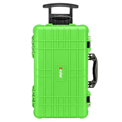 Eylar 22" Carry-On Travel Roller Gear, Camera, Drones, Tools, Equipment Hard Case Waterproof with Foam (Neon Green) - color: Neon Green