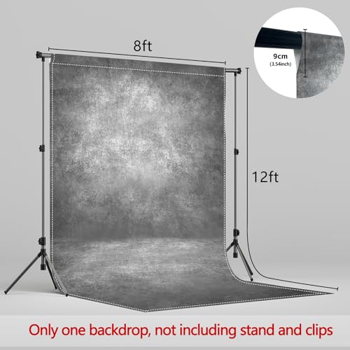 8x12ft Fabric Grey Abstract Texture Photography Backdrop (No Stand No Clips) Portrait Photoshoot Background Adult Newborn Child Headshot Photo Studio Props Booth Rod Pocket On Top - color: Grey, size: 8'x12'