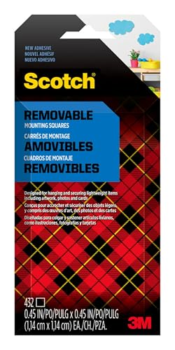 Scotch Removable Double-Sided Mounting Squares, Clear, 432 Pre-Cut Foam Squares, 0.45 in. x 0.45 in., Removes Easily Without Leaving Any Residue, Photo-Safe, Mess-Free Application (7225AMS-ESF) - size: 0.45 in. x 0.45 in.