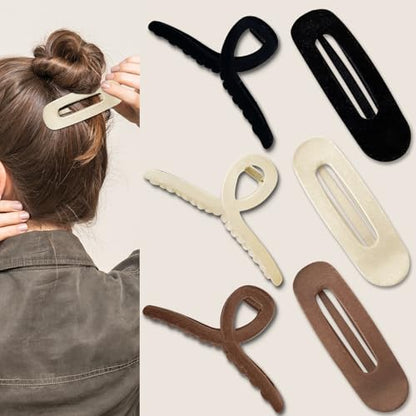 6 Pcs Large Claw Clips, 2 Styles for Thin Fine Thick Hair, Flat French Barrette Stylish, No Slip Big Jaw Butterfly Clip for Women Girls - color: Color C