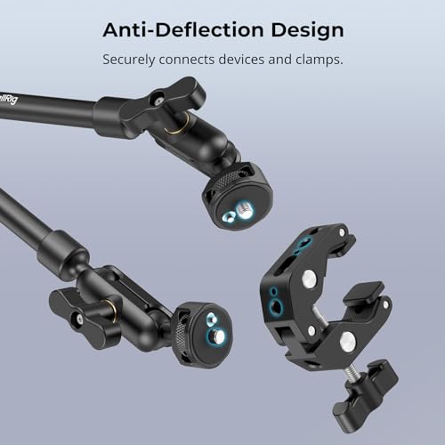 SMALLRIG 22" Magic Arm Clamp, Overhead Phone Mount Holder Stand, Flexible Desk Camera Mount, Articulating Friction Boom Arm, for POV Shot, Filming, Light, Webcam, Action Camera - style: Double Ball Joints
