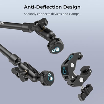 SMALLRIG 22" Magic Arm Clamp, Overhead Phone Mount Holder Stand, Flexible Desk Camera Mount, Articulating Friction Boom Arm, for POV Shot, Filming, Light, Webcam, Action Camera - style: Double Ball Joints