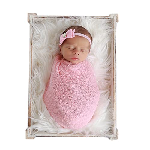 Coberllus Newborn Baby Photography Props Long Ripple Stretch Wrap Blanket Cloth for Boys Girls Photo Shoot (Light Pink) - color: Light Pink