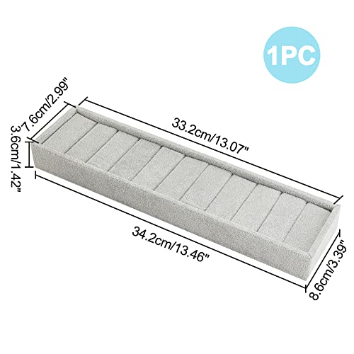 PH PandaHall 10 Slots Bracelet Display Tray, Light Grey Ring Cufflink Organizer Velvet Covered Jewelry Showcase Rectangle Bangle Holder for Dresser Home Storage Retail Show Exhibition - color: Light Gray