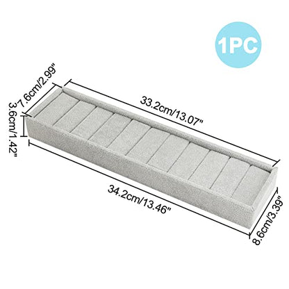 PH PandaHall 10 Slots Bracelet Display Tray, Light Grey Ring Cufflink Organizer Velvet Covered Jewelry Showcase Rectangle Bangle Holder for Dresser Home Storage Retail Show Exhibition - color: Light Gray