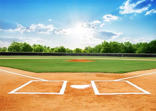 7x5ft Baseball Backdrop Baseball Field Stadium Photography Backgrounds for Sports Birthday Baby Shower Party Decor Baseball Theme Boys Students Adults Portrait Photo Booth Props - size: 7X5FT
