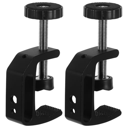 2pcs Aluminum C-clamp for Desk Mounting, Universal Desktop Table Clamp for Woodworking and Photography, Small Size Workbench Holding Tool