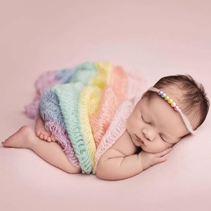 Newborn Photography Props Stretch Newborn Photography Wrap Blanket for Baby Boys Girls Posing Photo Shoot Props - color: Rainbow