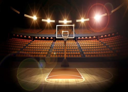 Basketball Backdrop Basketball Arena Photography Background Sports Theme Party Decoration Photoshoot Kids Boys Photo Booth Props 12x8ft - size: 12X8FT