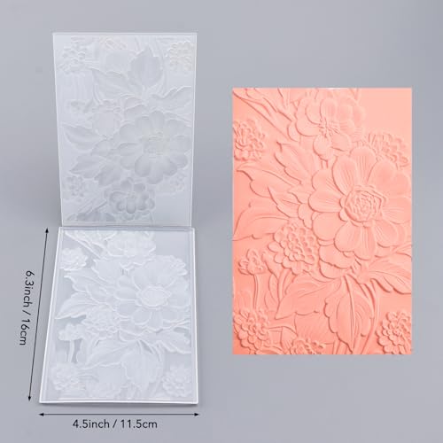 Briartw Blooming Flowers Texture Template 3D Embossing Folder for Card Making Adding Textured Detail to Paper Crafting 6.3x4.5inch Clear Texture Plate Perfect for Heavyweight Cardstock (≥250gsm/92lb) - color: Blooming Flowers B