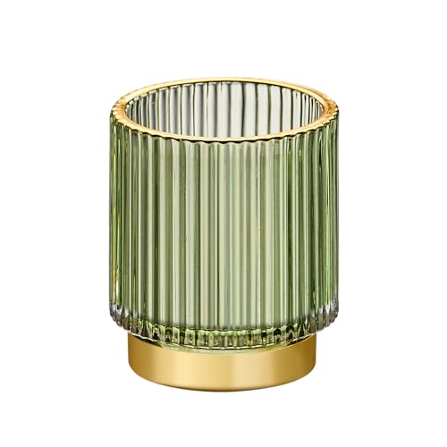 Makeup Brush Organizer, Toothbrush Holder, Desk Pen Pencil Holder, Multifunctional Vintage Glass Brush Cup (S/Green/A3-11-US) - color: Green, size: Small