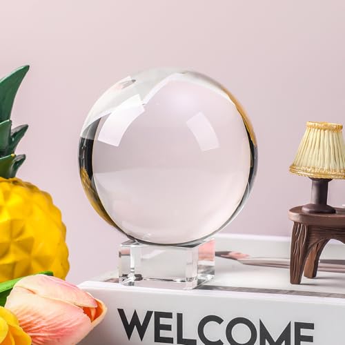Small Clear Crystal Ball 60mm/2.3 inch for Fortune Teller Accessories,Halloween Decor,Magic,Feng Shui,Witchcraft,Scrying,Decorative Ball,Lensball Photography,Quartz Crystal Sphere Prop Glass Orb - size: 60mm